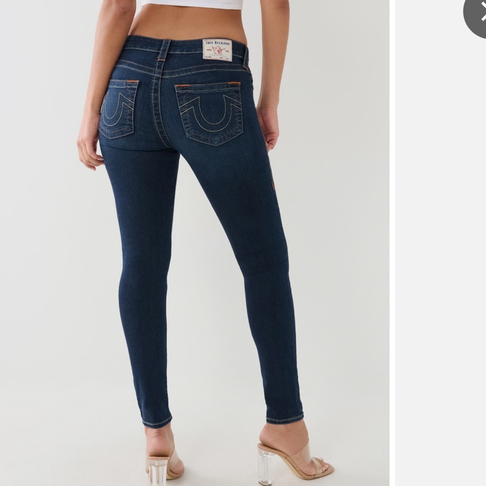 True Religion Jeanie Mid Raise Curvy Skinny Jean indigo Sz 29 - Picture 2 of 13